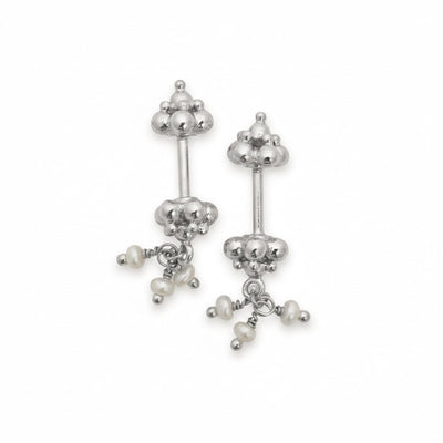 SILVER BEADED WITH PEARL DROP BUGADI