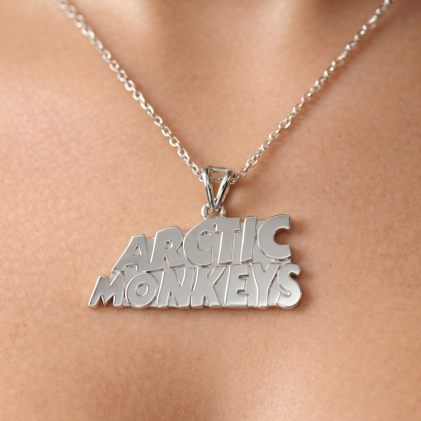 Silver Pendant Arctic Monkeys Band Name Design