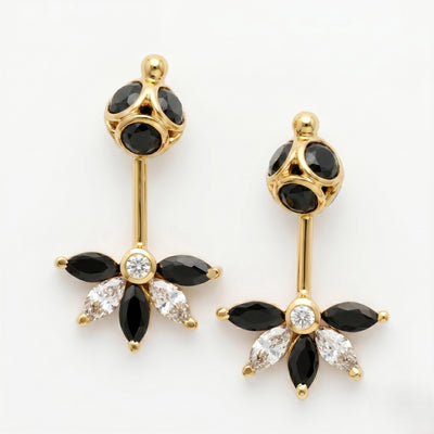 Silver Bugadi 5 Marquise Stone Ball Bead Top Gold Nazar Black Design