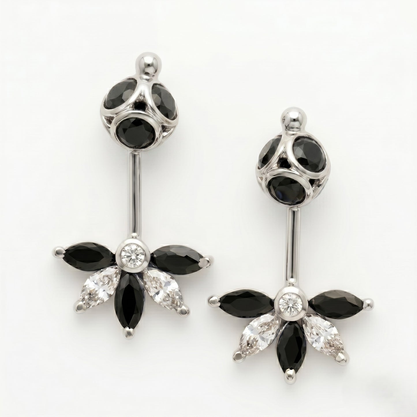 Silver Bugadi 5 Marquise Stone Ball Bead Top Gold Nazar Black Design