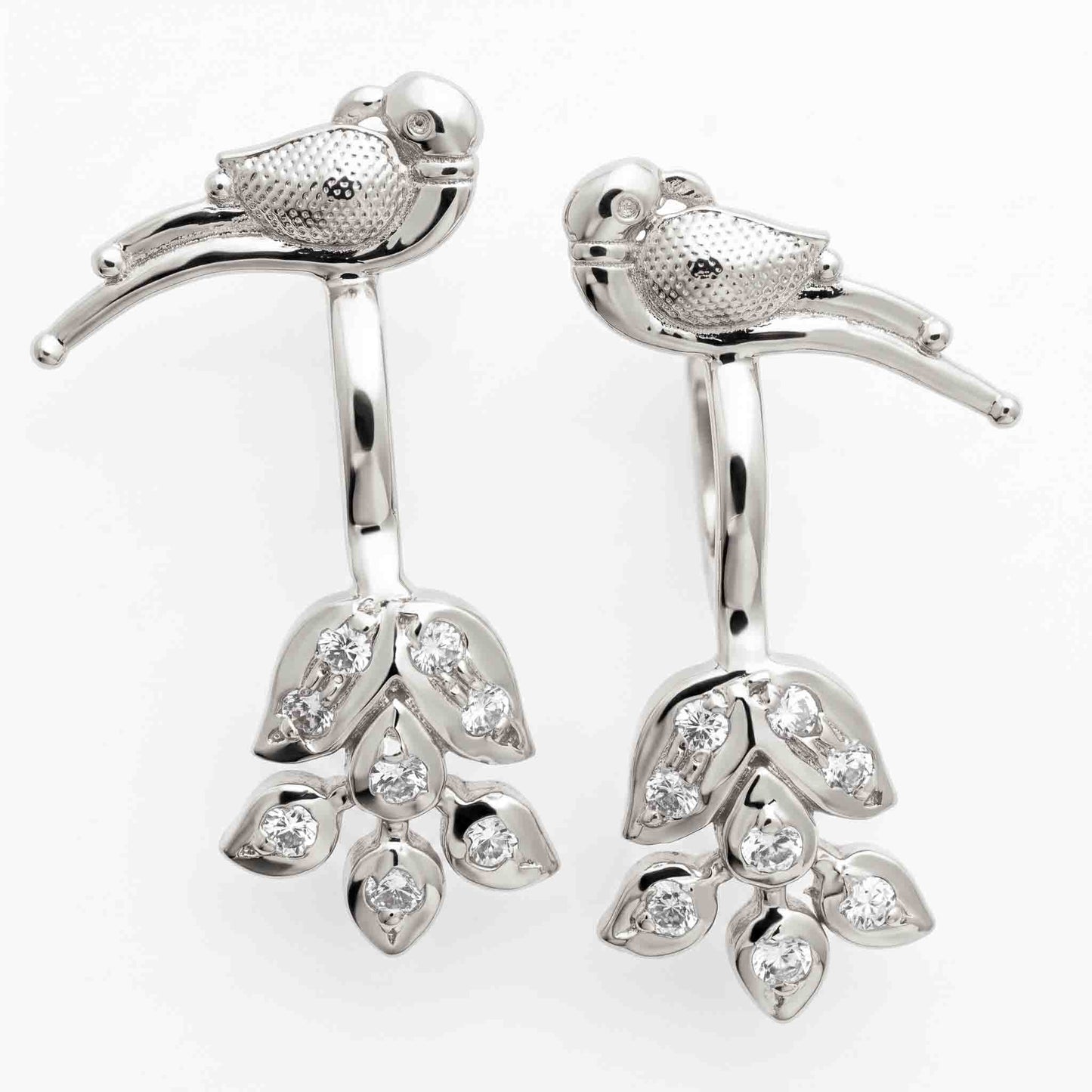 Silver Bugadi Flower Leaf Parrot Top Clip On Gold Diamond Design