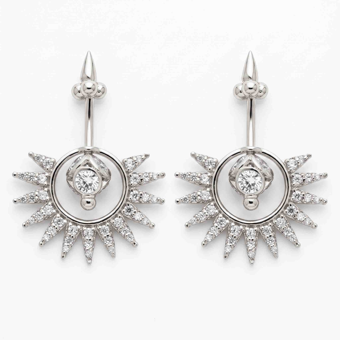 Silver Bugadi Stone Ball Mukul Top Diamond Design With Sunburst Jacket