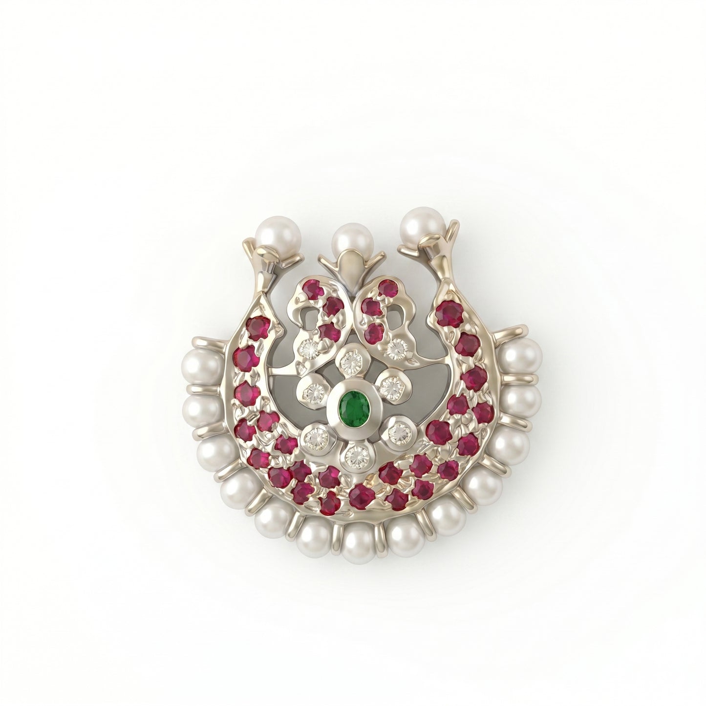 Silver Earring Surya Stud Pearl Design