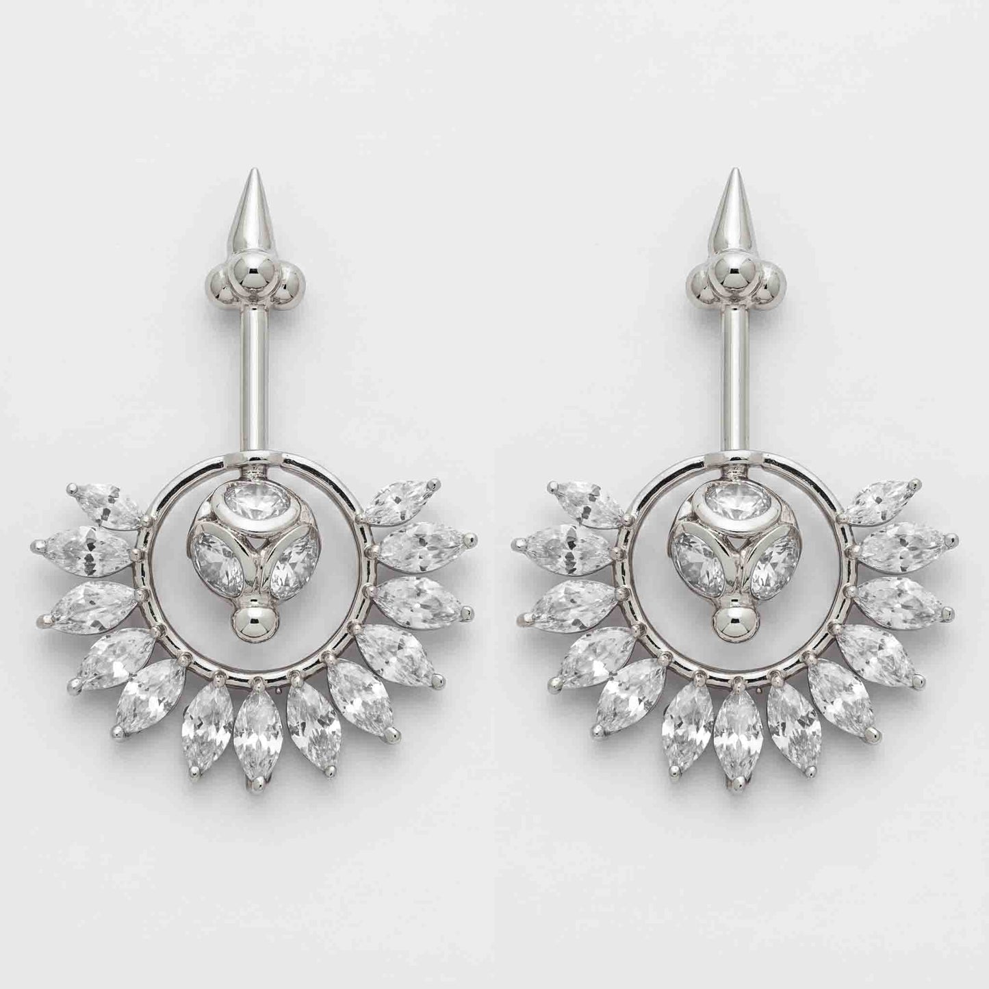 Silver Bugadi Stone Ball Mukul Top Diamond Design With Pushpa Petal Jacket