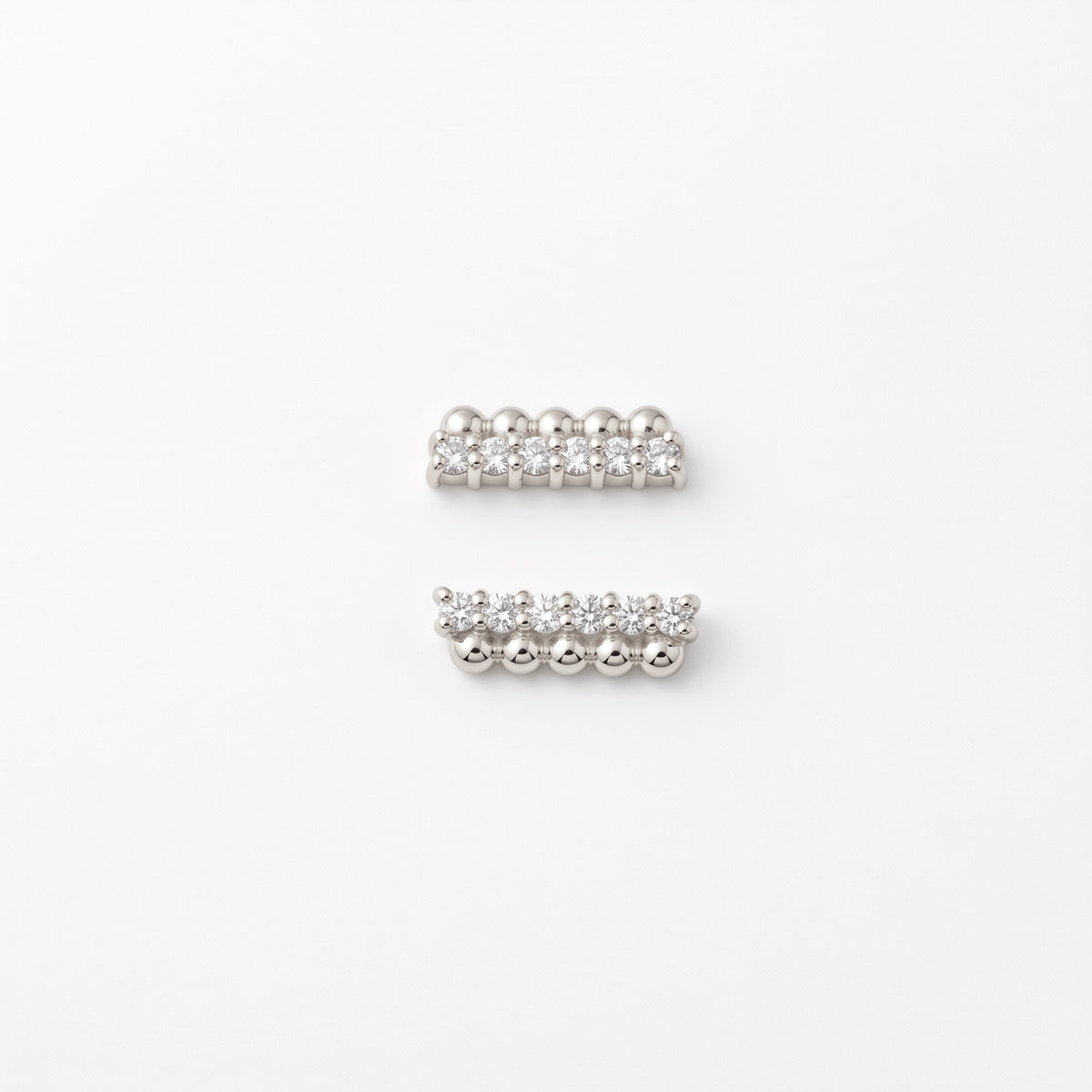 Silver Dot Bar Stud Earrings