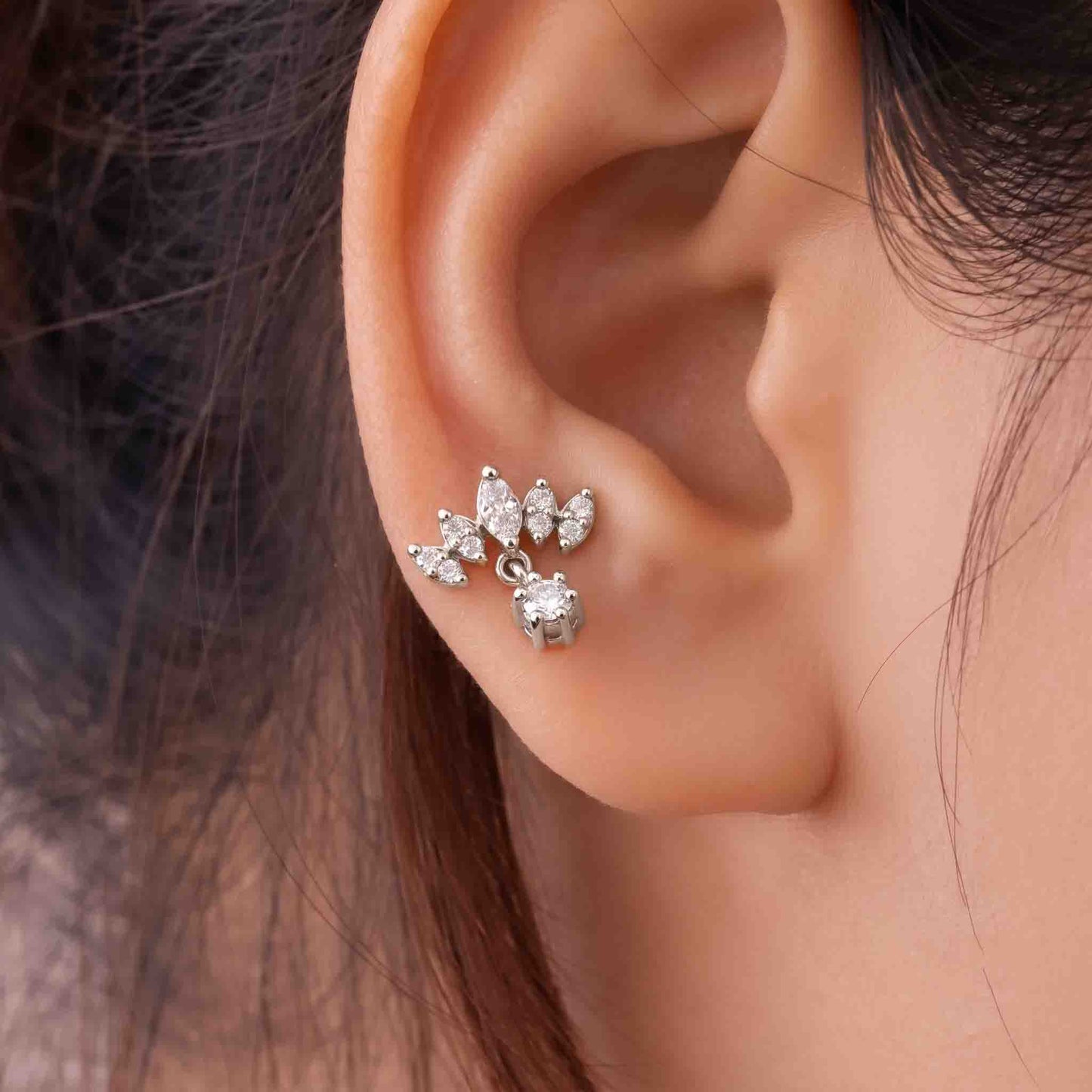 Silver Lotus Crest Earrings
