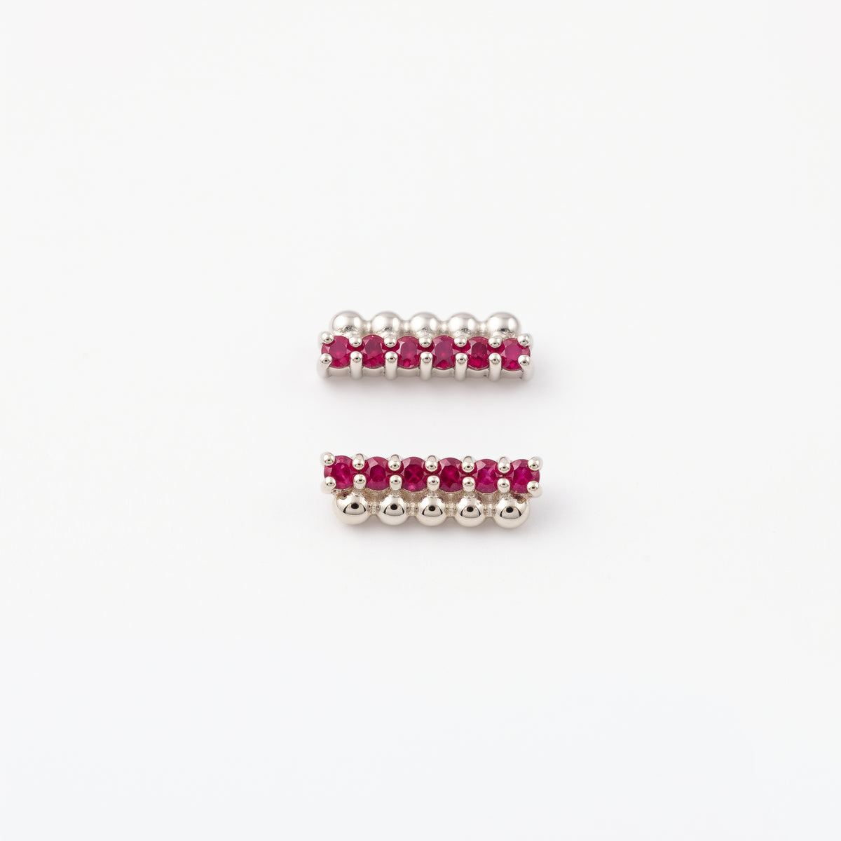 Silver Dot Bar Stone Stud Earrings