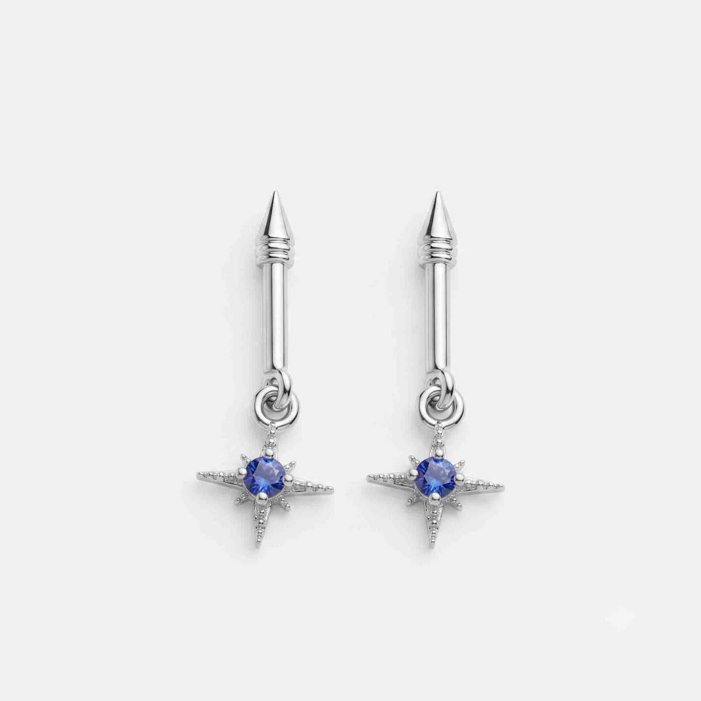 Silver Bugadi Hanging Dhurva Tara Blue Stone With Cone Top Design
