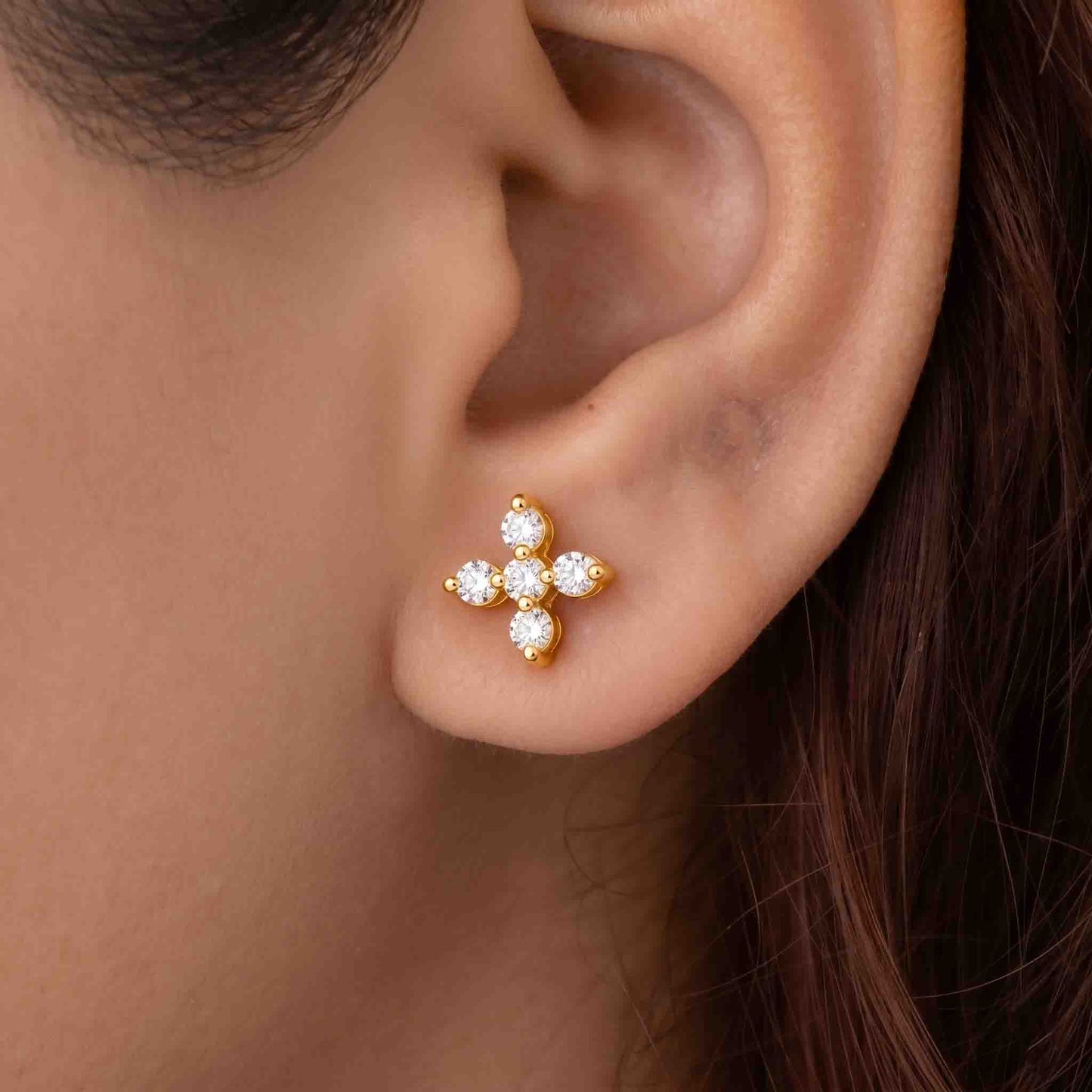Silver Star Flower Ear Studs