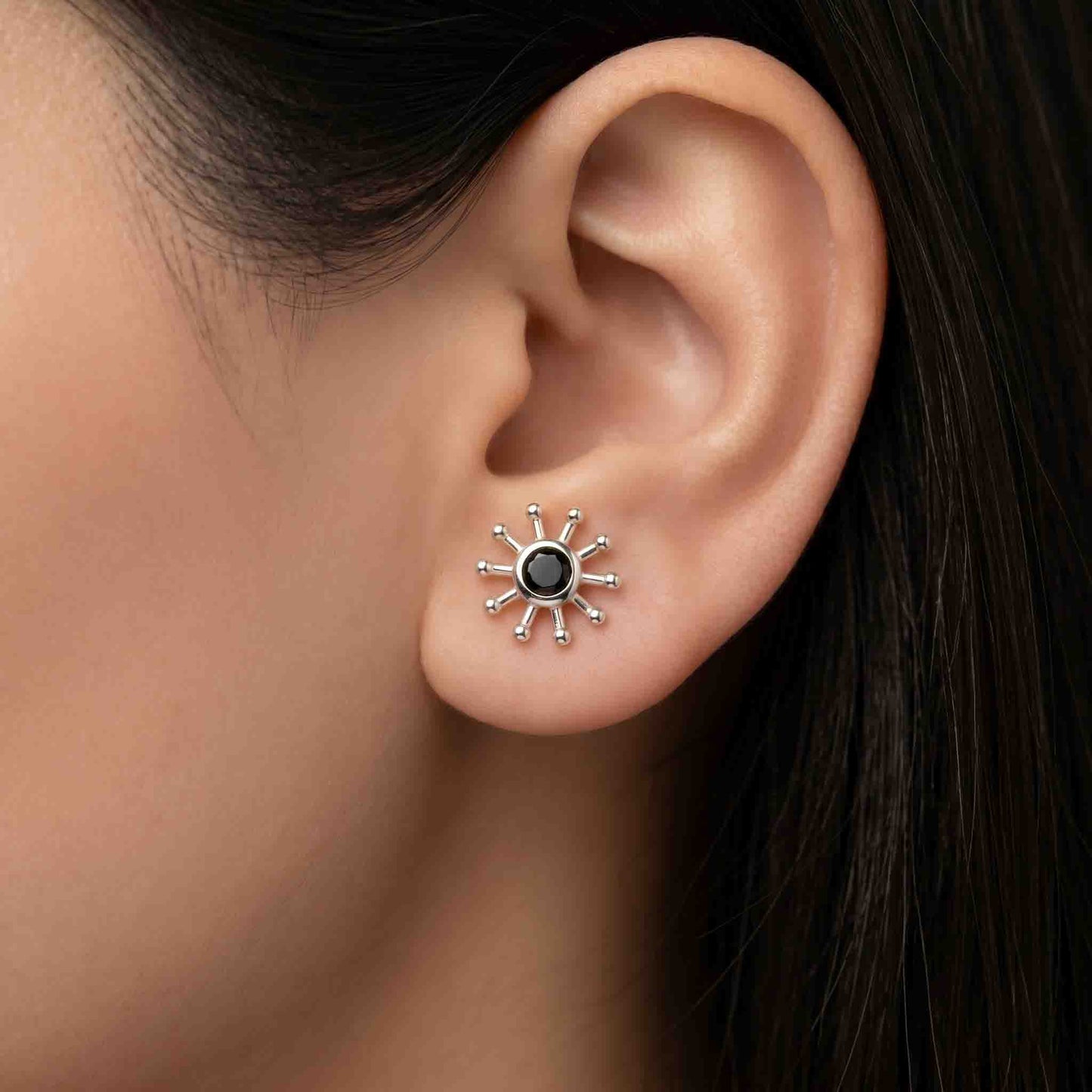 Silver Midnight Sol Earring