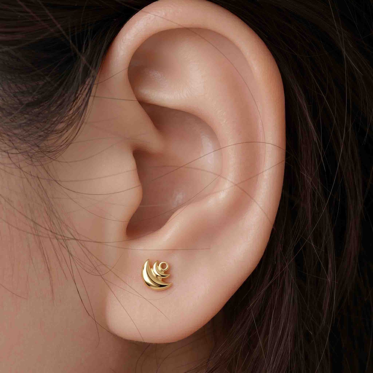 Silver Moon On Moon Earring