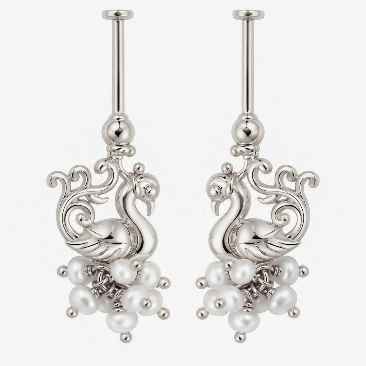 Silver Mayur Flat Top With Pearls Bugadi Design (Custom 5MM Steam)