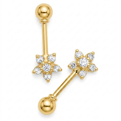 Silver Bugadi 6 Stone Flower Ball Top Diamond Design