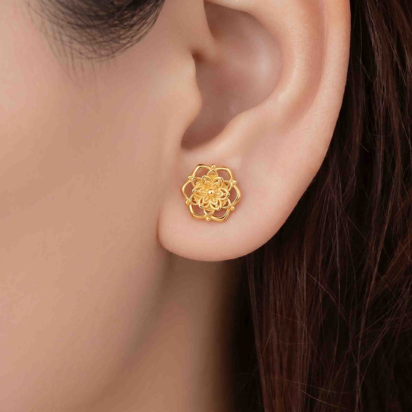 Silver Lace Rosette Earring
