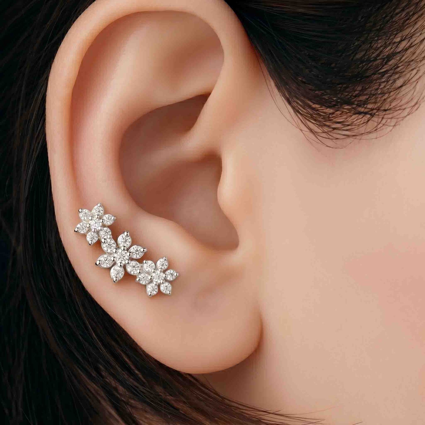 Silver Floral Lattice Earring