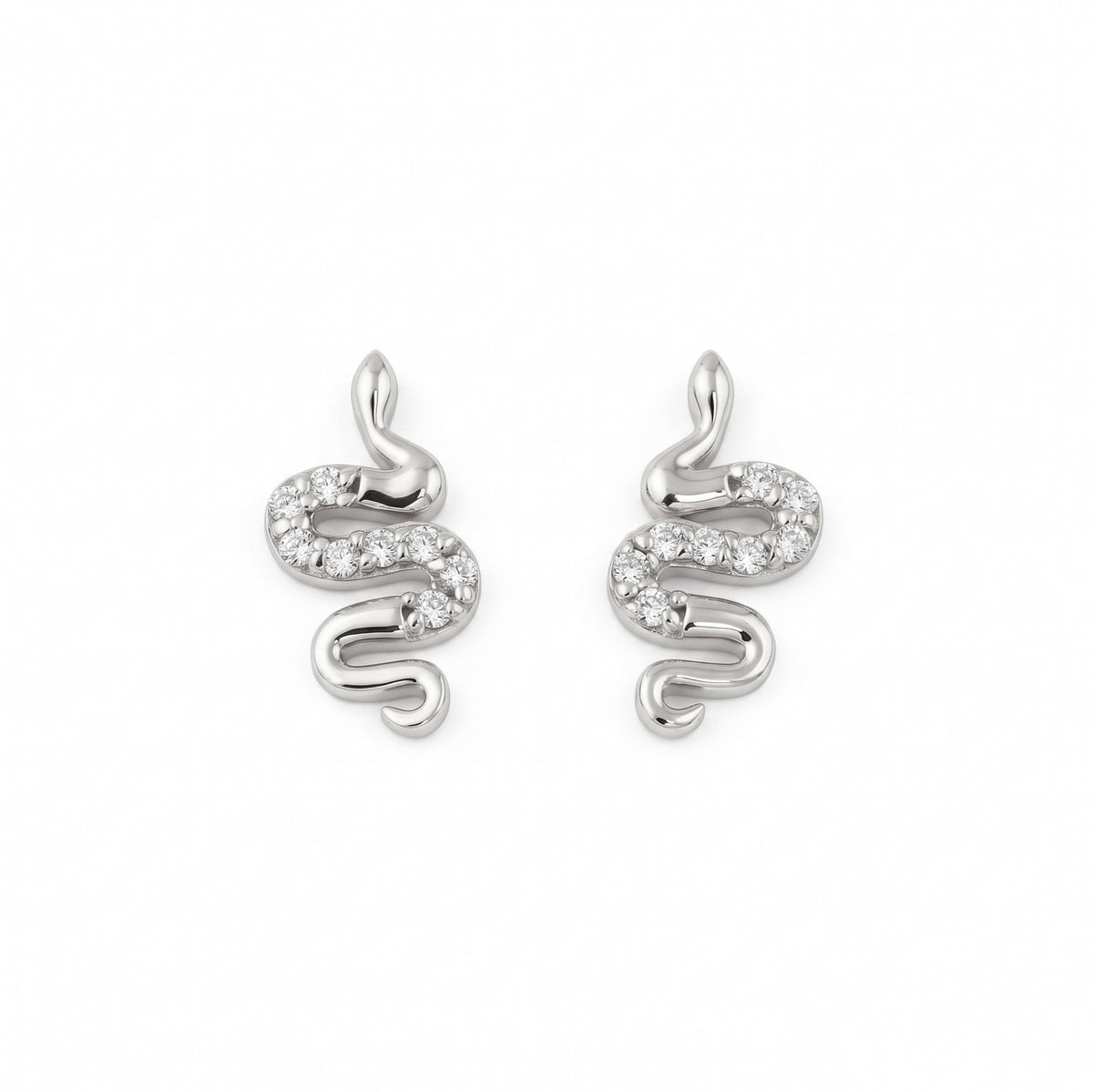 Silver Twisted Viper Stud Earrings