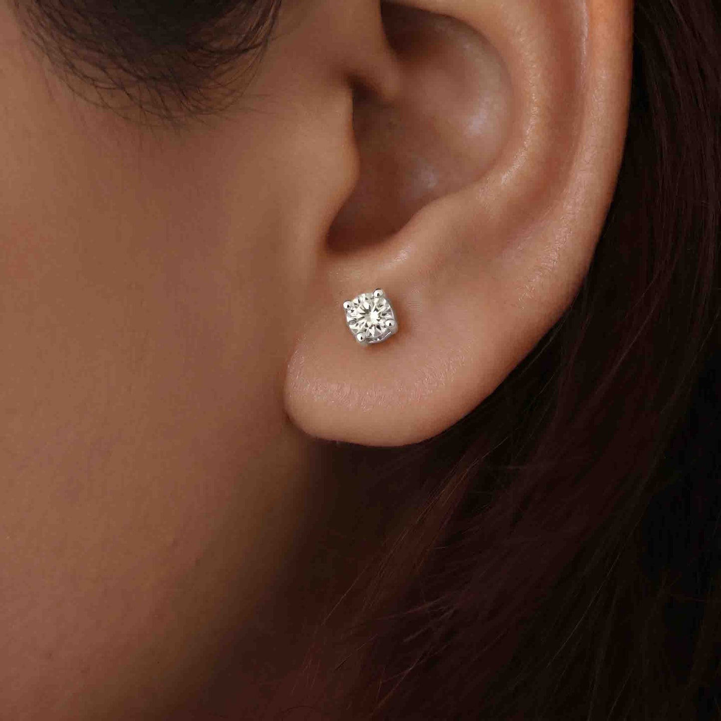 Silver Solo Stone Ear Studs