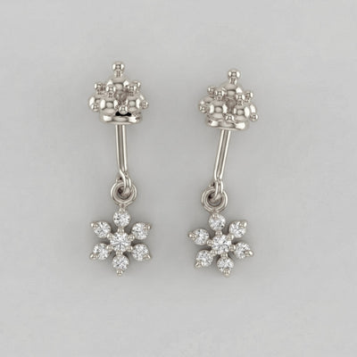 Silver Bugadi 7 Stone Flower Hanging Gopuram Top Diamond Design