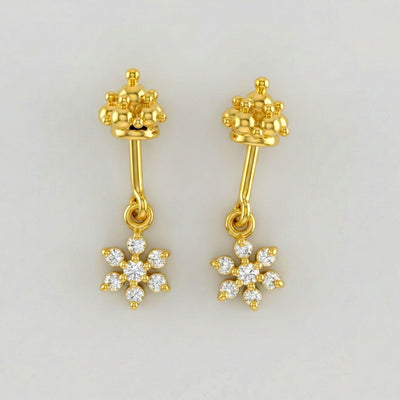 Silver Bugadi 7 Stone Flower Hanging Gopuram Top Gold Diamond Design