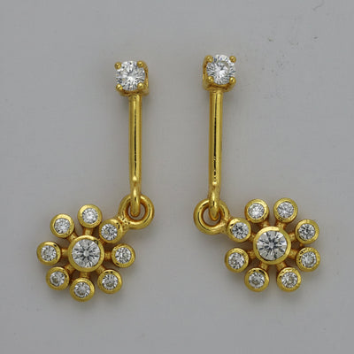 Silver Bugadi 9 Stone Flower Hanging Stone Top Gold Diamond Design