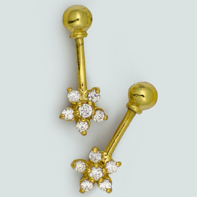Silver Bugadi 6 Stone Flower Ball Top Gold Diamond Design