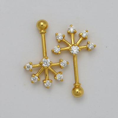 Silver Bugadi 6 Stone Fan Ball Top Gold Diamond Design