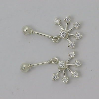 Silver Bugadi 6 Stone Fan Hanging Ball Top Diamond Design
