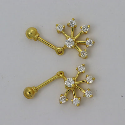 Silver Bugadi 6 Stone Fan Hanging Ball Top Gold Diamond Design