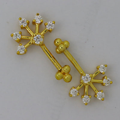 Silver Bugadi 6 Stone Fan 4 Bead Top Gold Diamond Design
