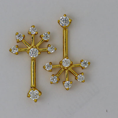 Silver Bugadi 6 Stone Fan Stone Top Gold Diamond Design