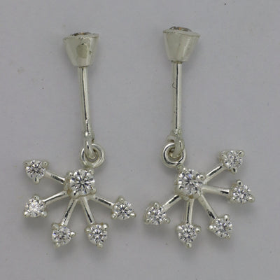 Silver Bugadi 6 Stone Fan Hanging Stone Bezel Top Diamond Design