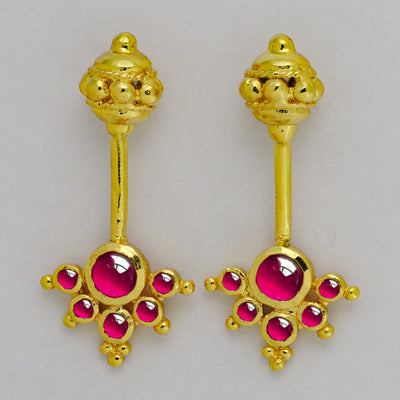 Silver Bugadi 6 Stone mookuthi Gada Top Gold Kemp Red Design