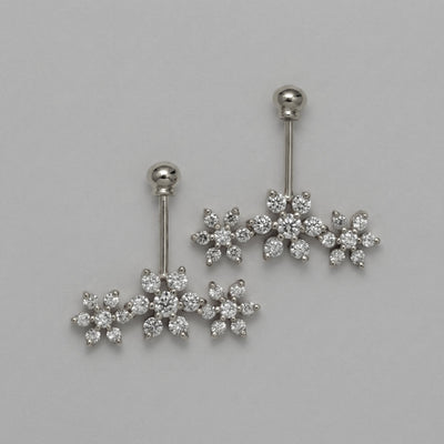 Silver Bugadi 7 Stone Flower 3 Ball Top Diamond Design