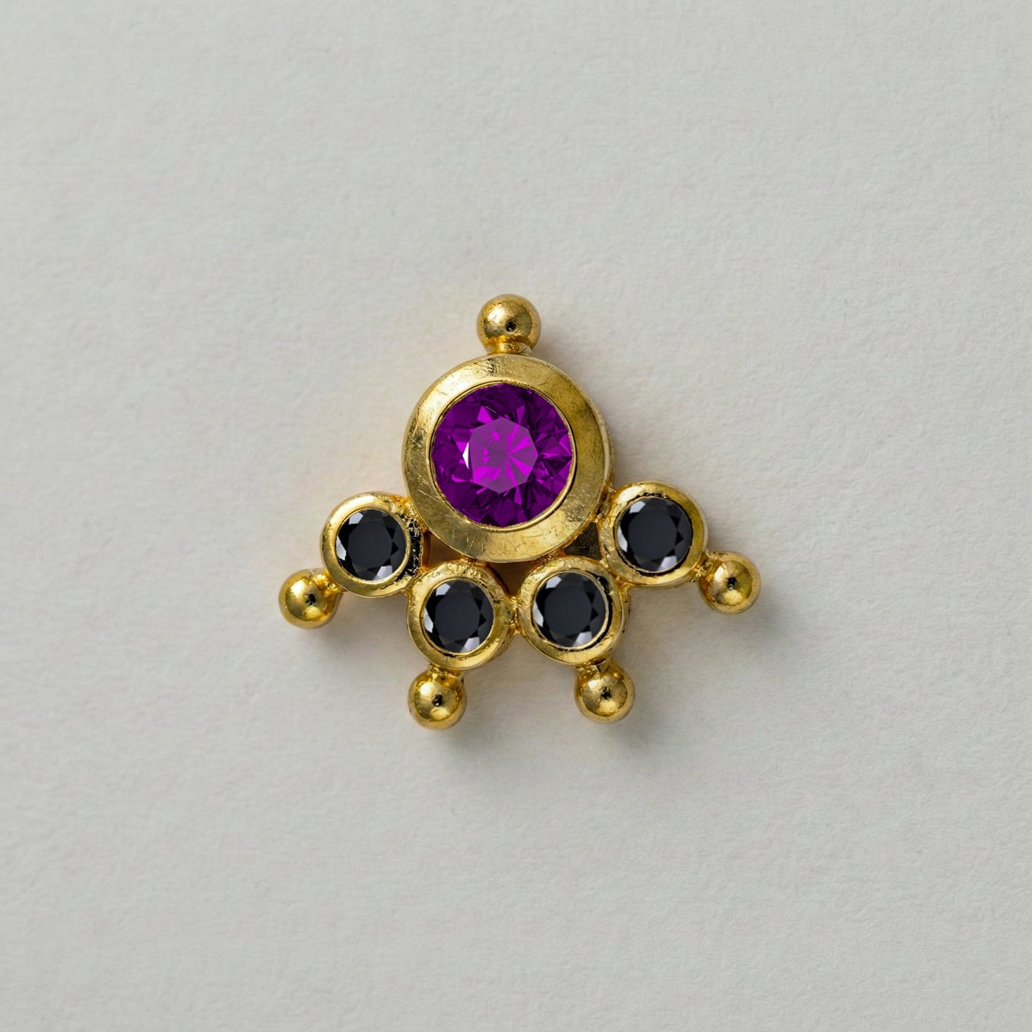 MOOKUTHI AMETHYST STONE GOLD PLATED NOSEPIN