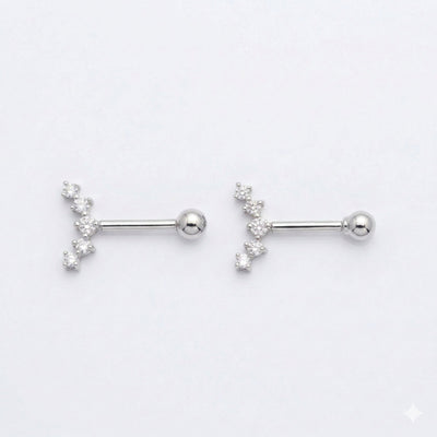 Silver Bugadi 5 Stone Line Ball Top Diamond Design