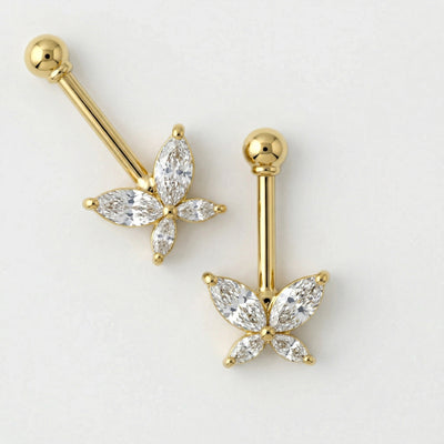 Silver Bugadi Butterfly Ball Top Gold Diamond Design