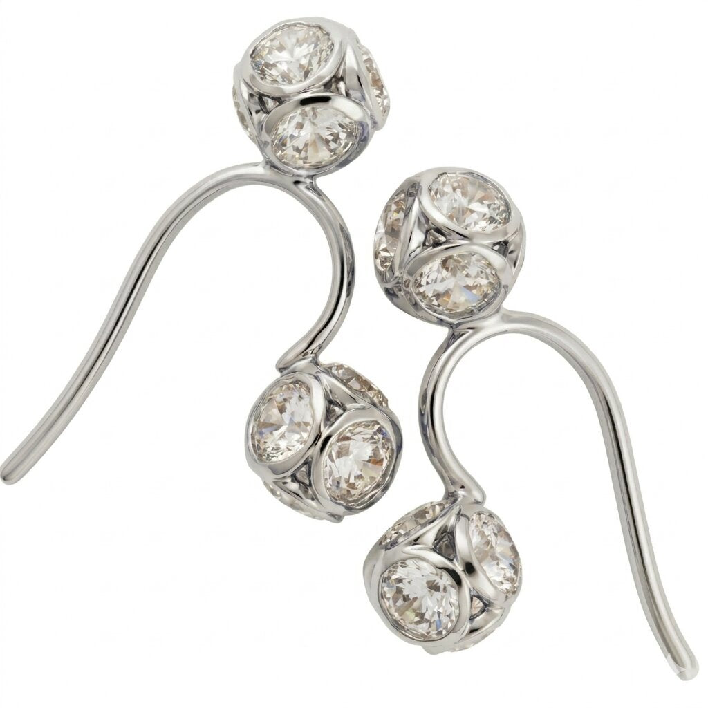 Silver Bugadi Stone Ball Dual Clipon Gold Diamond Design