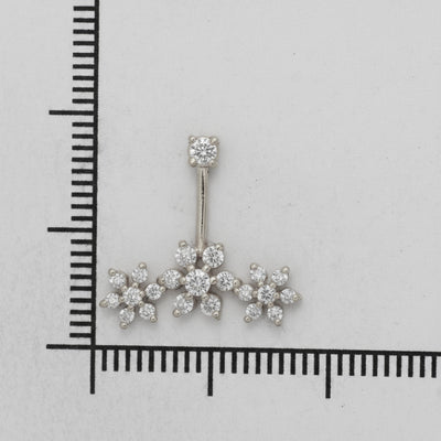 Silver Bugadi 7 Stone Flower 3 Stone Top Diamond Design
