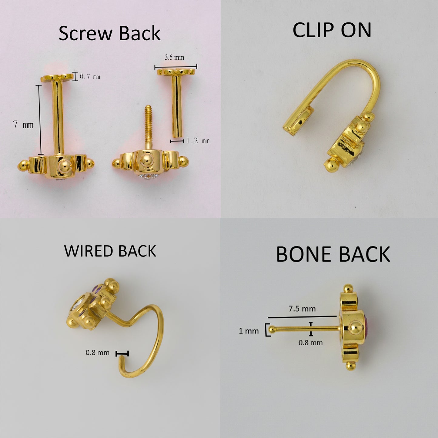 Silver Triangle Nosepin