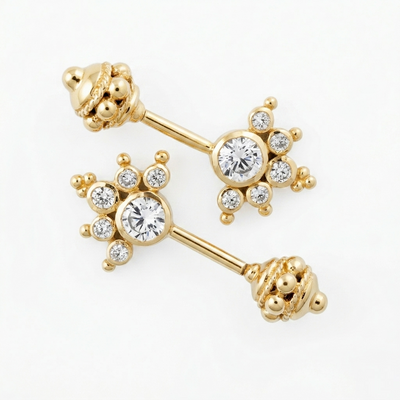 Silver Bugadi 6 Stone Mookuthi Gada Top Diamond Design