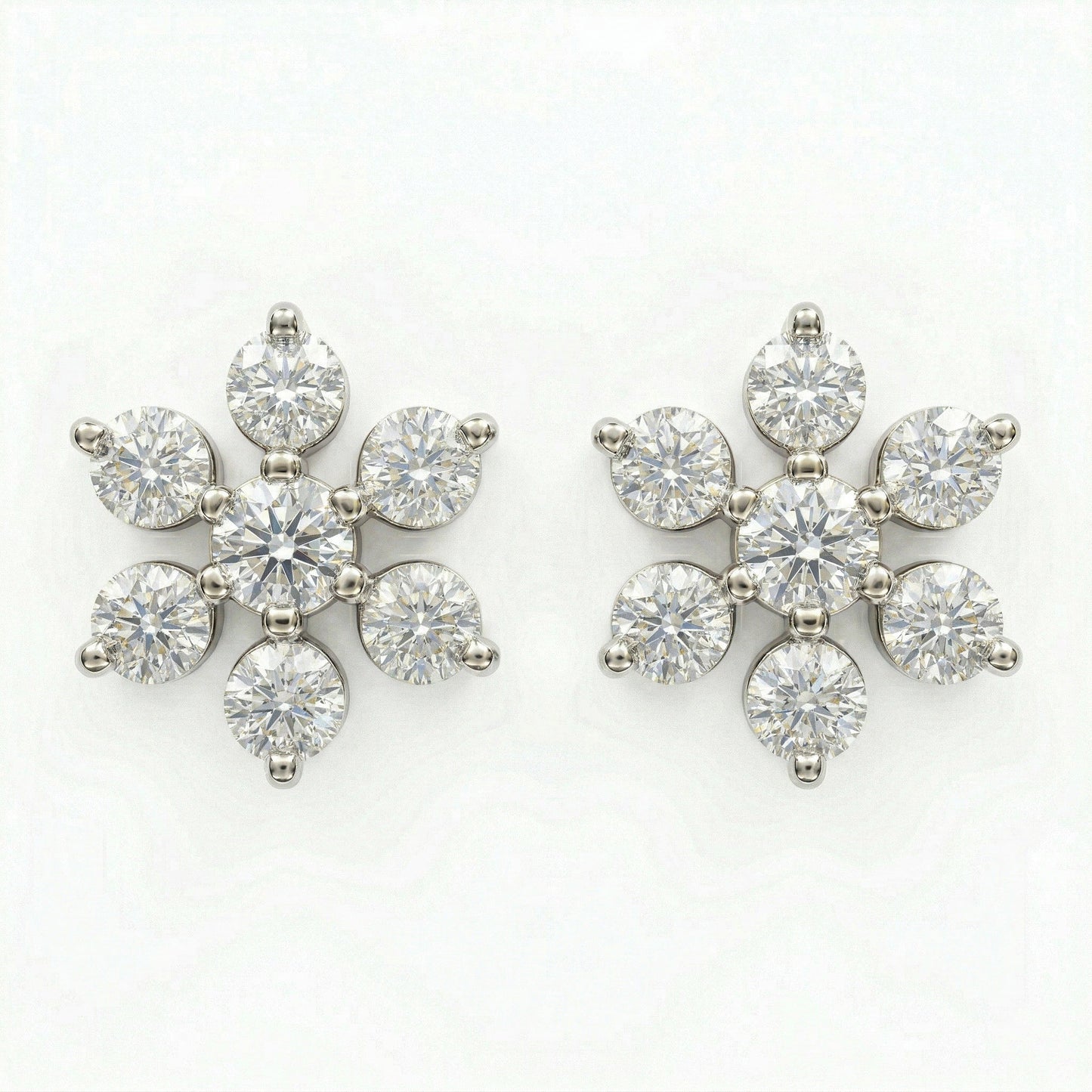 Silver 7 Stone Flower Earrings