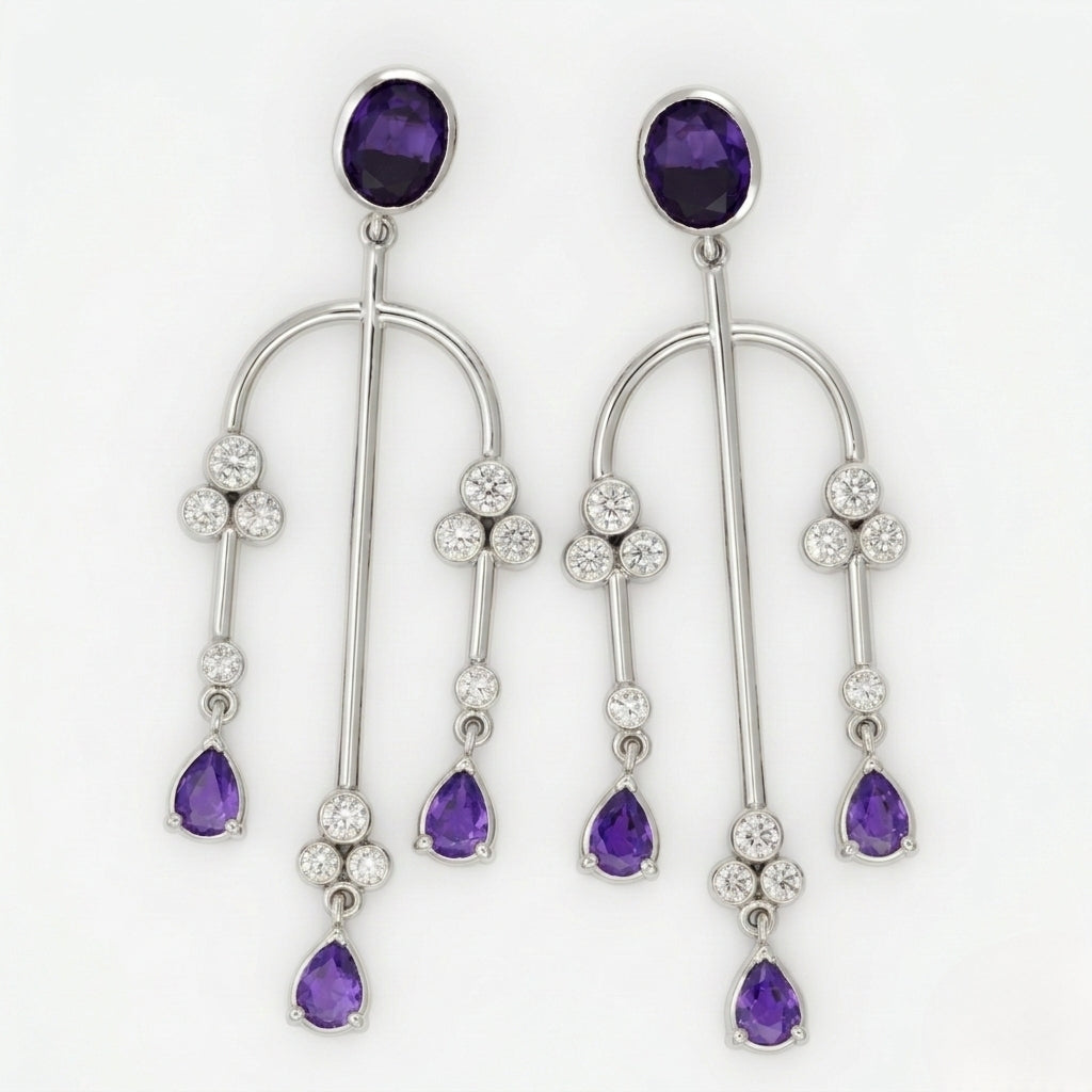 Silver Earring Astra Chandelier Stud Design