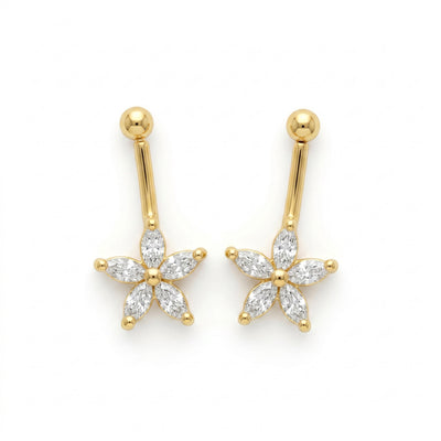 Silver Bugadi 5 Marquise Flower Ball Top Diamond Design