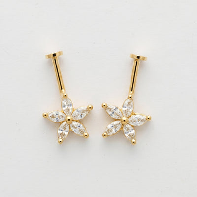 Silver Bugadi 5 Marquise Flower Flat Top Diamond Design