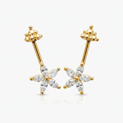 Silver Bugadi 5 Marquise Flower Gopuram Top Diamond Design