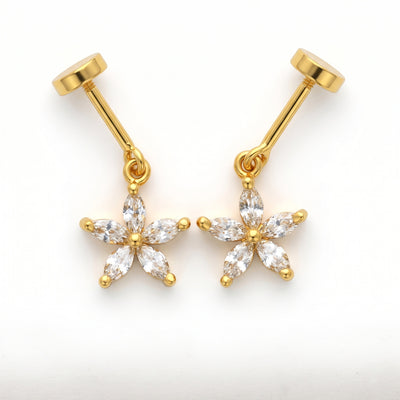 Silver Bugadi 5 Marquise Flower Hanging Flat Top Diamond Design