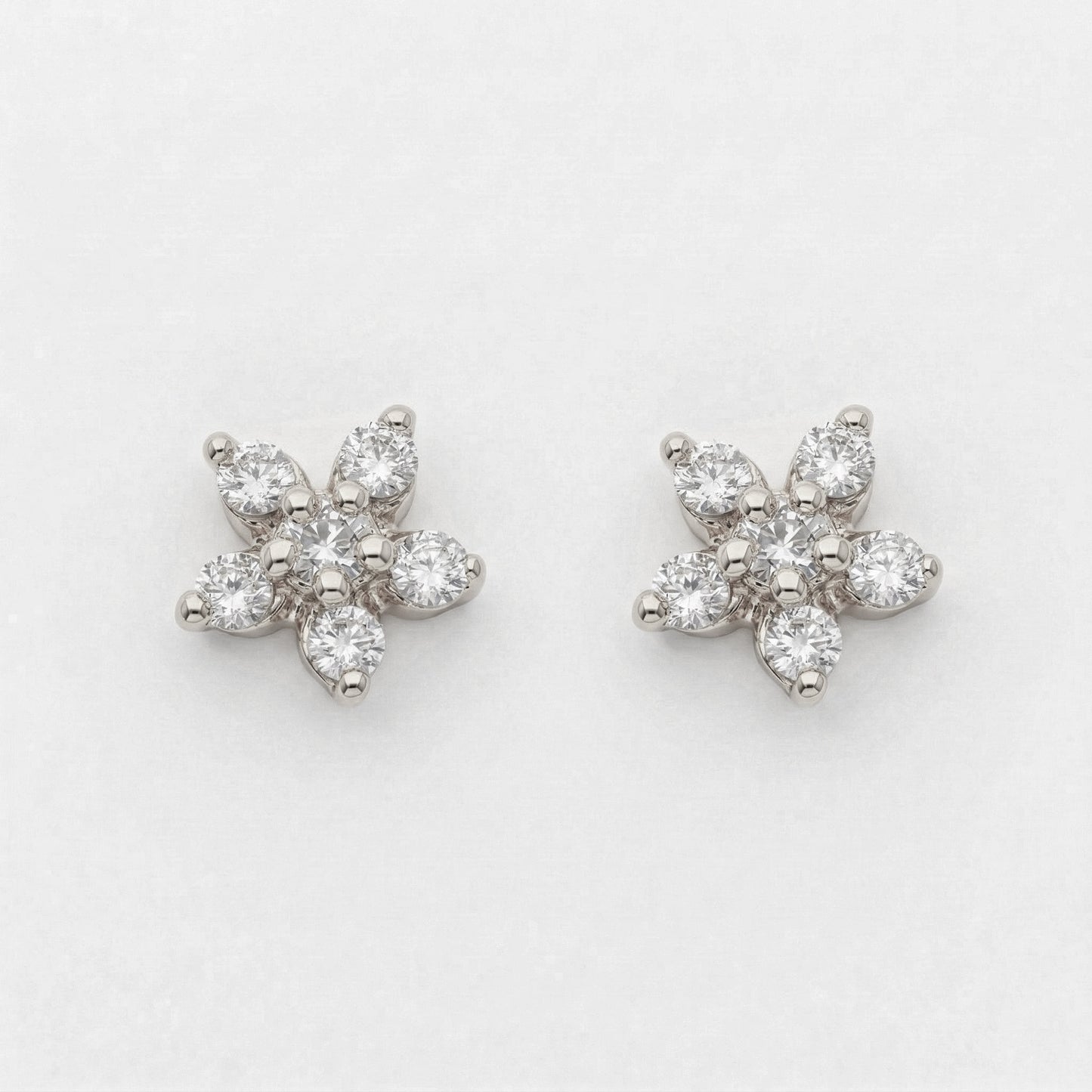 Silver Crystal Jasmine Stud Earrings