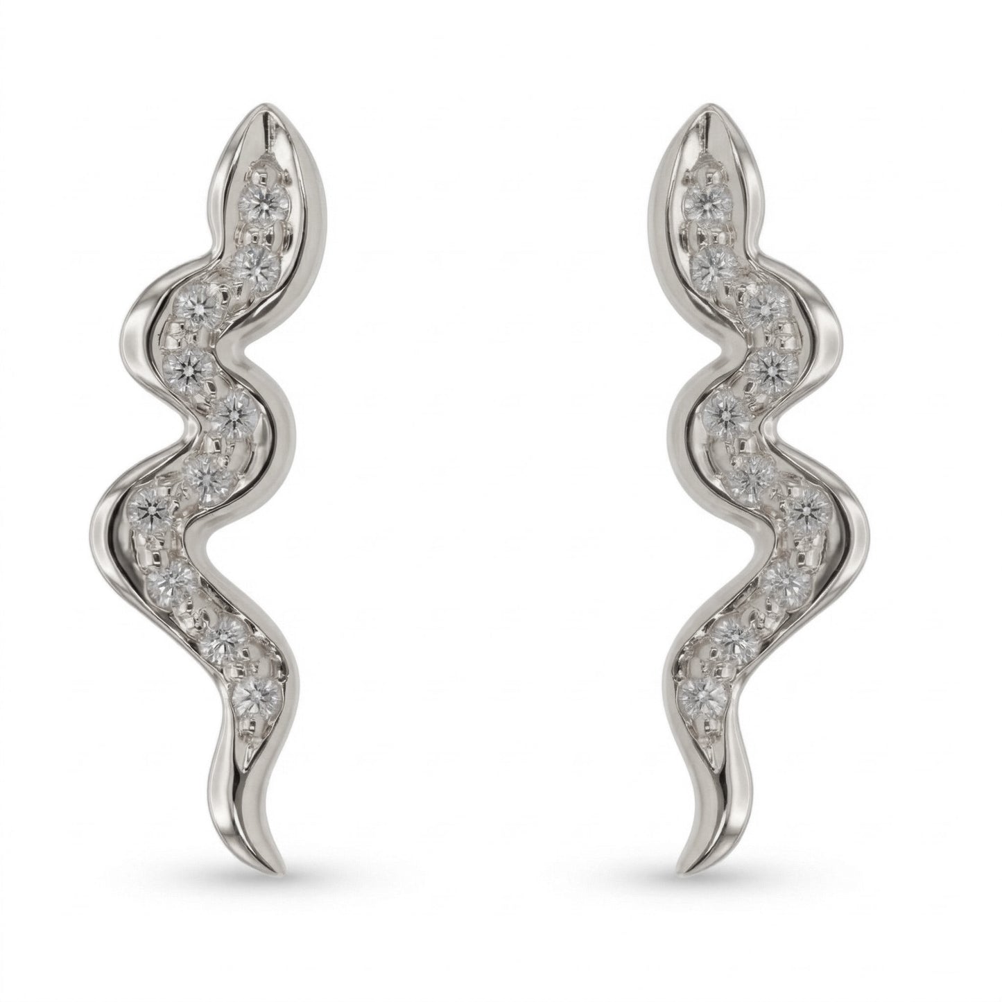 Silver Crystal Snake Stud Earrings
