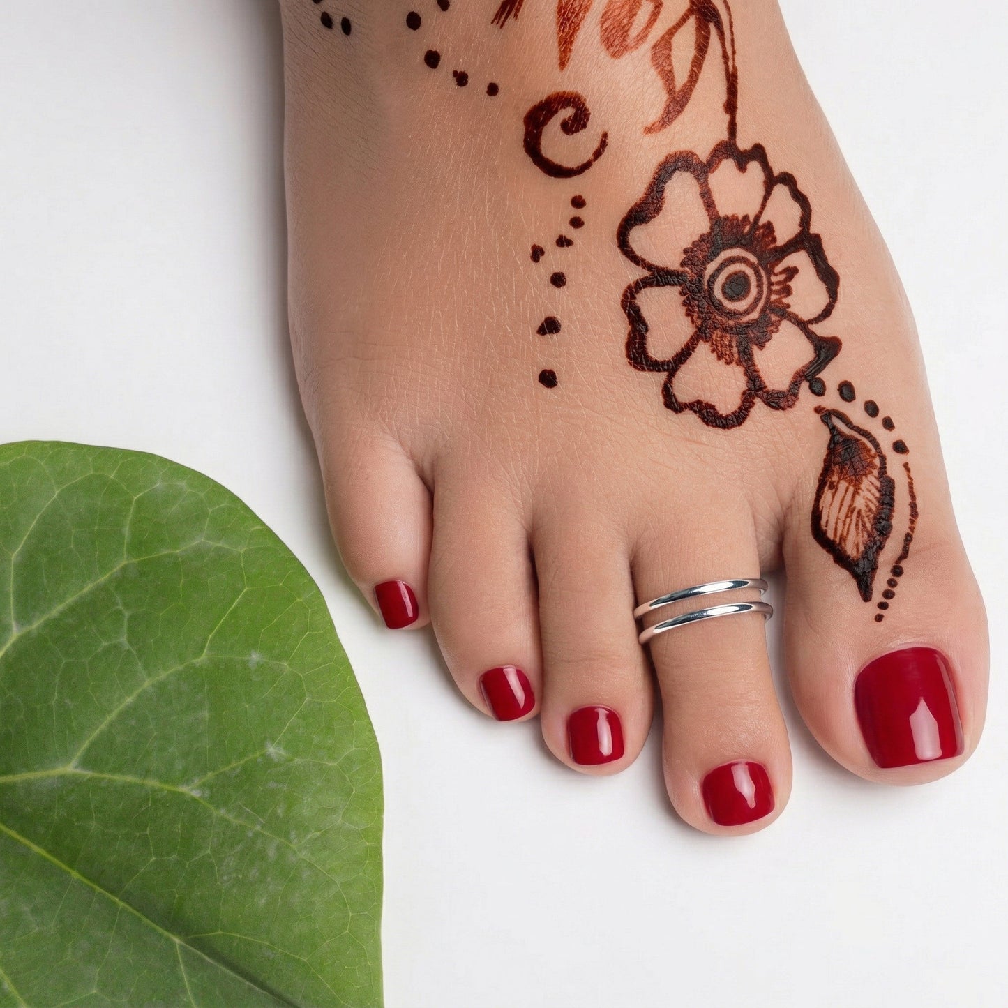 Silver Toe Ring Double Line Design