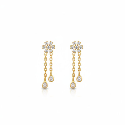 Silver 7 Stone Prong With Drop Earrings